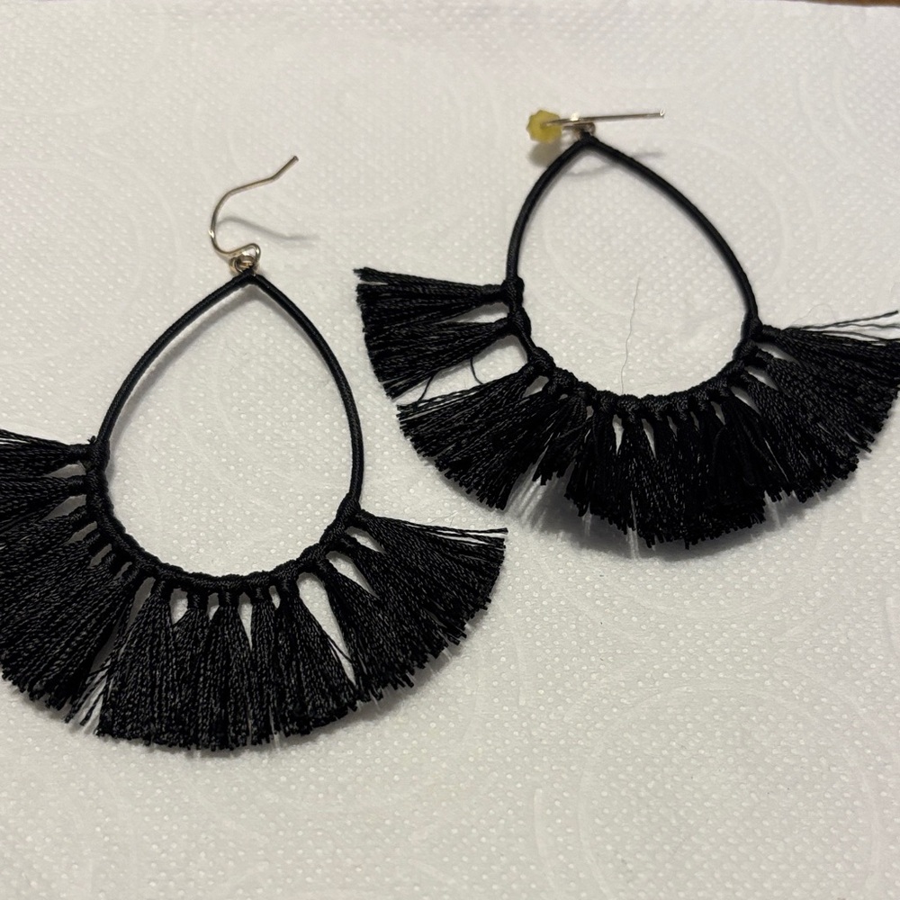 Elegant Black Fringe Earrings
